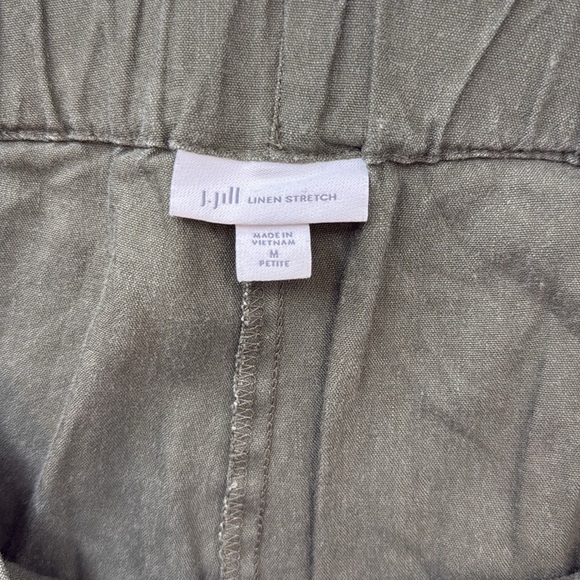 J Jill Olive Linen Stretch Pants Petite Medium - Picture 2 of 2